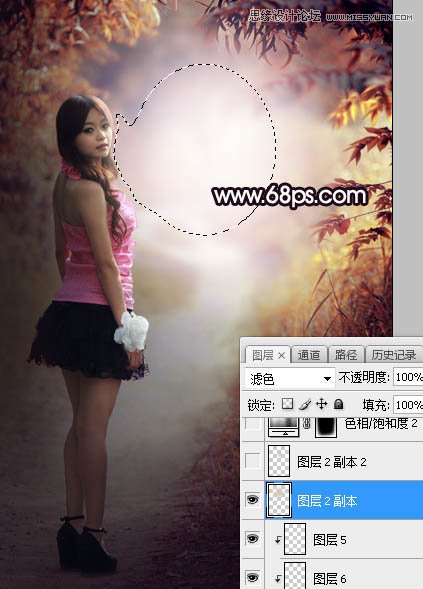 Photoshop调出树林中人像秋季唯美暖色效果,PS教程,素材中国网