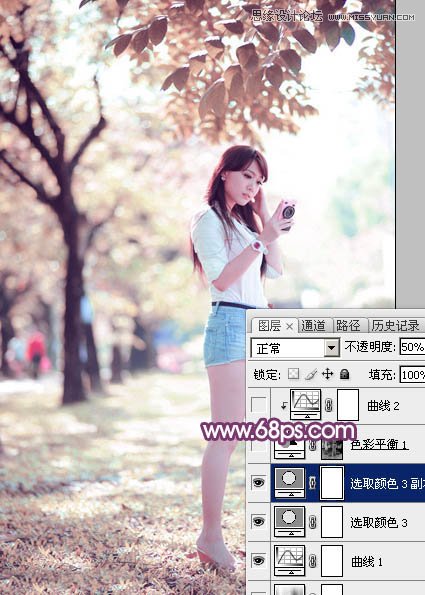 Photoshop调出春季公园美女唯美紫色效果,PS教程,图老师教程网