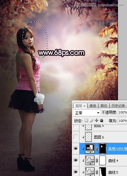 Photoshop调出树林中人像秋季唯美暖色效果,PS教程,素材中国网