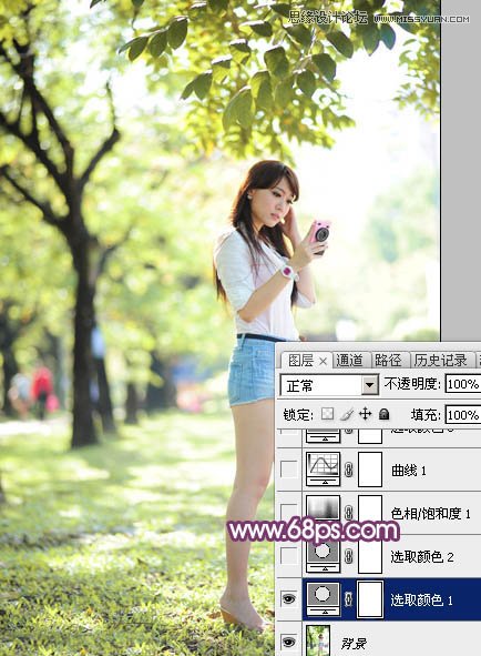 Photoshop调出春季公园美女唯美紫色效果,PS教程,图老师教程网