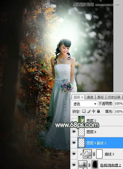 Photoshop调出婚纱外景照片唯美逆光效果,PS教程,素材中国网