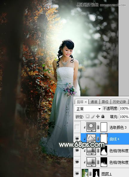 Photoshop调出婚纱外景照片唯美逆光效果,PS教程,素材中国网