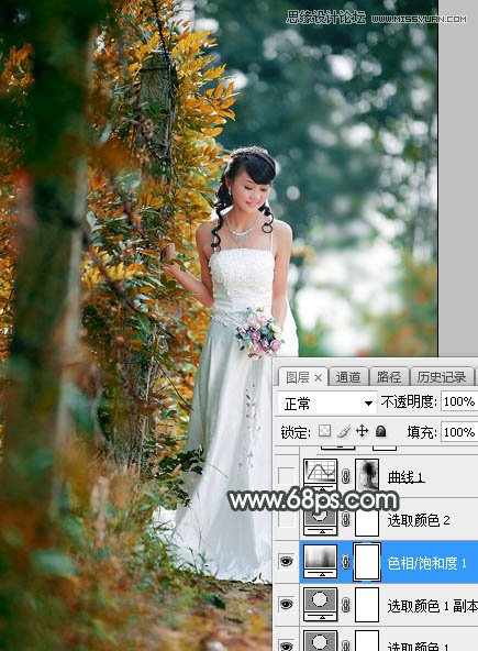 Photoshop调出婚纱外景照片唯美逆光效果,PS教程,素材中国网