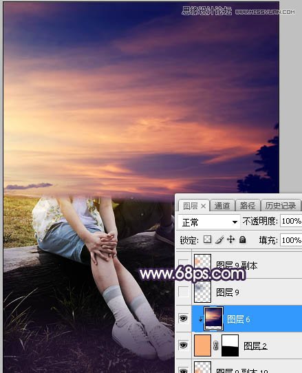 Photoshop给外景情侣照片添加夕阳美景效果,PS教程,素材中国网