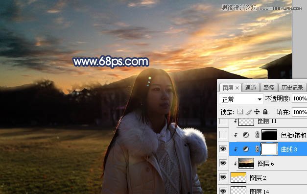 Photoshop给人像照片添加日落夕阳美景,PS教程,素材中国网