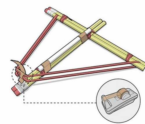 巧用铅笔制作十字弩手工教程