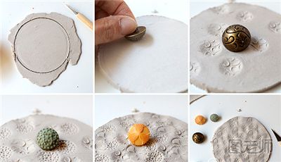粘土杯垫究竟是如何变美的 纽扣花纹粘土杯垫制作方法