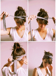 韩式发型扎法 绑带绑发打造名族风情