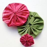 DIY小饰品 手工缝制圆形花朵发饰
