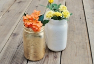 废物利用 手工制作金色锡箔纸玻璃花瓶