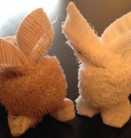 DIY毛巾布叠兔子图片教程  简单毛巾变身可爱兔子