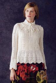 漂亮的白蔷薇女孩毛衣编织方法 手工教程