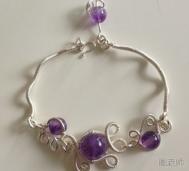 紫水晶绕线手链手工制作
