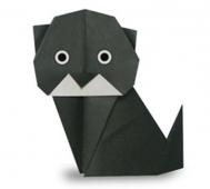 折纸小黑猫的折法图解 动物折纸教程