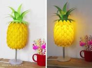 塑料勺子+塑料瓶 手工制作菠萝台灯灯罩