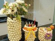 开心果壳废物利用制作花瓶的方法