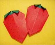 儿童水果折纸教程 草莓的折法图解