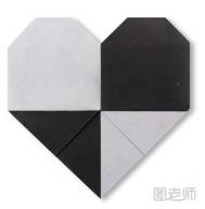 心形折纸教程 图解两色心的折法