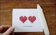 手工刺绣：双心情人节小卡片
