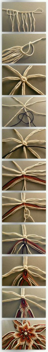 【图文】手工编织图片教程 旧毛线头编漂亮的杯垫绳编方法