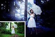 Photoshop打造梦幻的暗蓝色树林人物图片