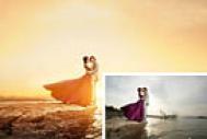 Photoshop打造华丽大气的霞光水景情侣图片