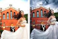 Photoshop打造大气的暗冷色复古建筑婚片