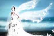 Photoshop打造超梦幻的蓝色天使婚片