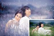 Photoshop打造浪漫的暗调蓝紫色外景婚片
