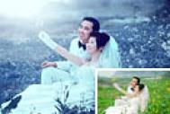 Photoshop打造梦幻的蓝青色外景婚片