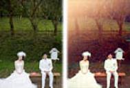 Photosho调出公园婚片漂亮的暗红色