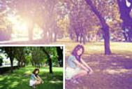 Photoshop给公园中的美女加上唯美的淡暖色