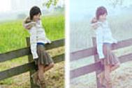 Photoshop给田园美女加上淡雅的韩系淡蓝色