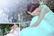 Photoshop打造甜美的暗调蓝褐色美女婚片