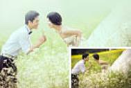 Photoshop打造梦幻的淡绿色油菜花婚片