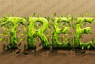 Photoshop制作有树叶装饰的绿色浮雕字