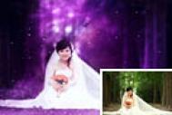 Photoshop打造超梦幻的紫色婚片
