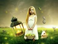 Photoshop合成童话世界的小女孩场景海报