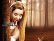 Photoshop合成森林中的美女和兔子场景教程