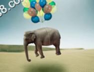 Photoshop合成被气球吊起的大象