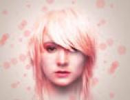 Photoshop制作碎花背景的粉红色女孩