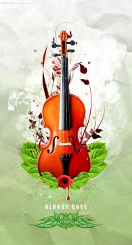 photoshop利用花纹素材合成漂亮的小提琴海报