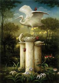 Kevin Sloan油画:优雅的鹤
