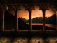 Photoshop合成古堡外的日落美景色教程