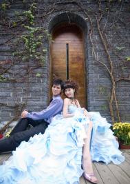 Photoshop给婚纱相片人物加上甜美的粉蓝色效果教程