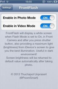iphone拍照时打开前置摄像头的闪光灯