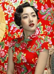 传统新娘旗袍发型图片