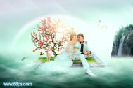 Photoshop打造唯美的彩虹岛浪漫婚片技巧