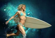 在Photoshop中绘制美女冲浪液体效果