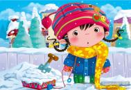 PS绘制可爱的雪地里的小女孩儿童插画绘制教程